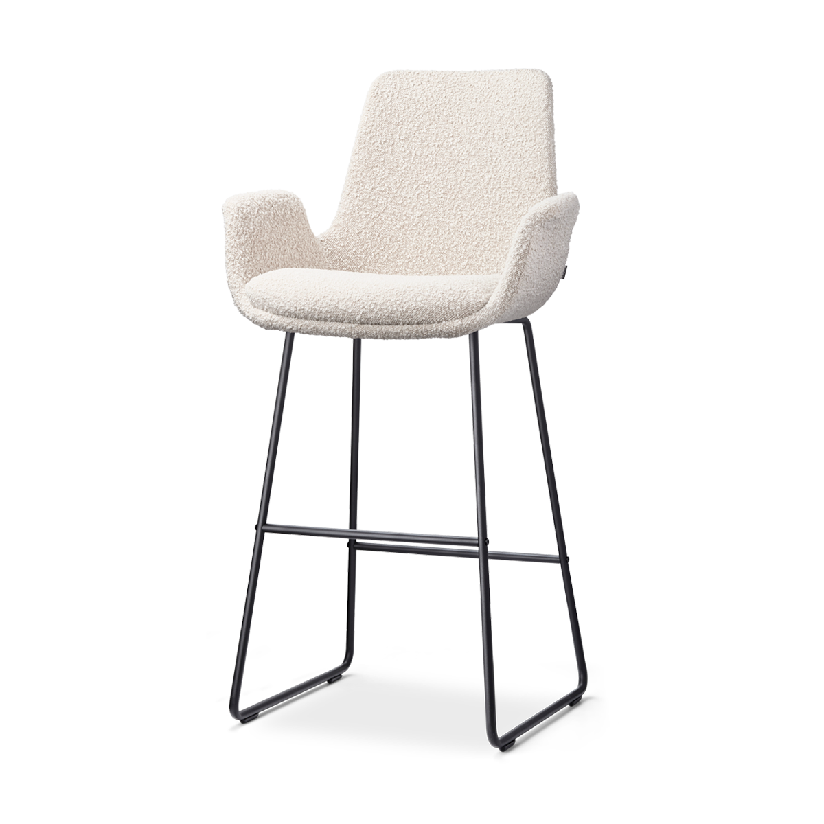 Nolon Nino-Eef Barkruk Bouclé Beige - met Armleuning - Zwart - 75 cm