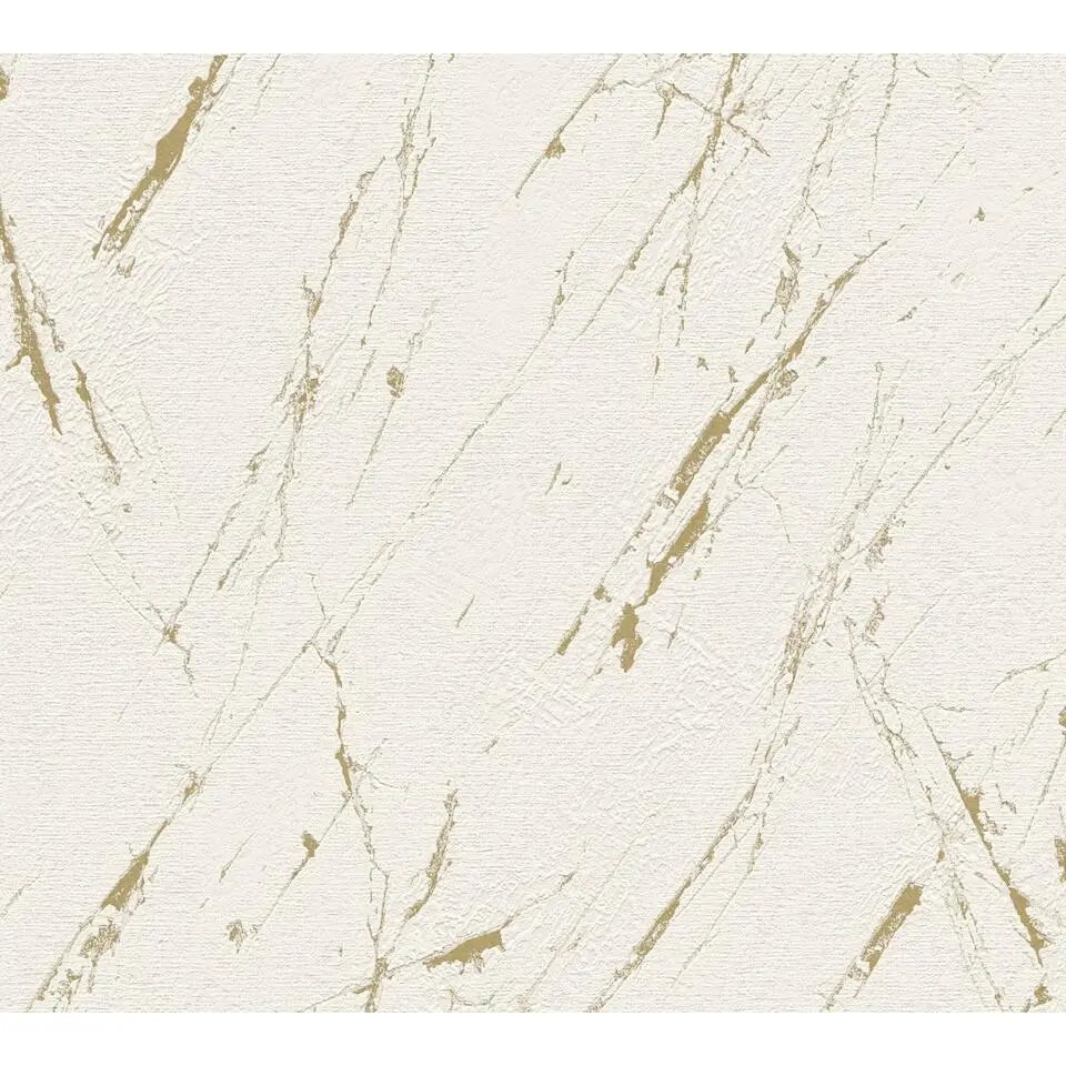 A.S. Cr&eacute;ation behang marmer beige, goud en metallic - 53 cm x 10.05 m