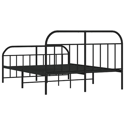 NNEVL Metal Bed Frame with Headboard and Footboard Black 183x203 cm King