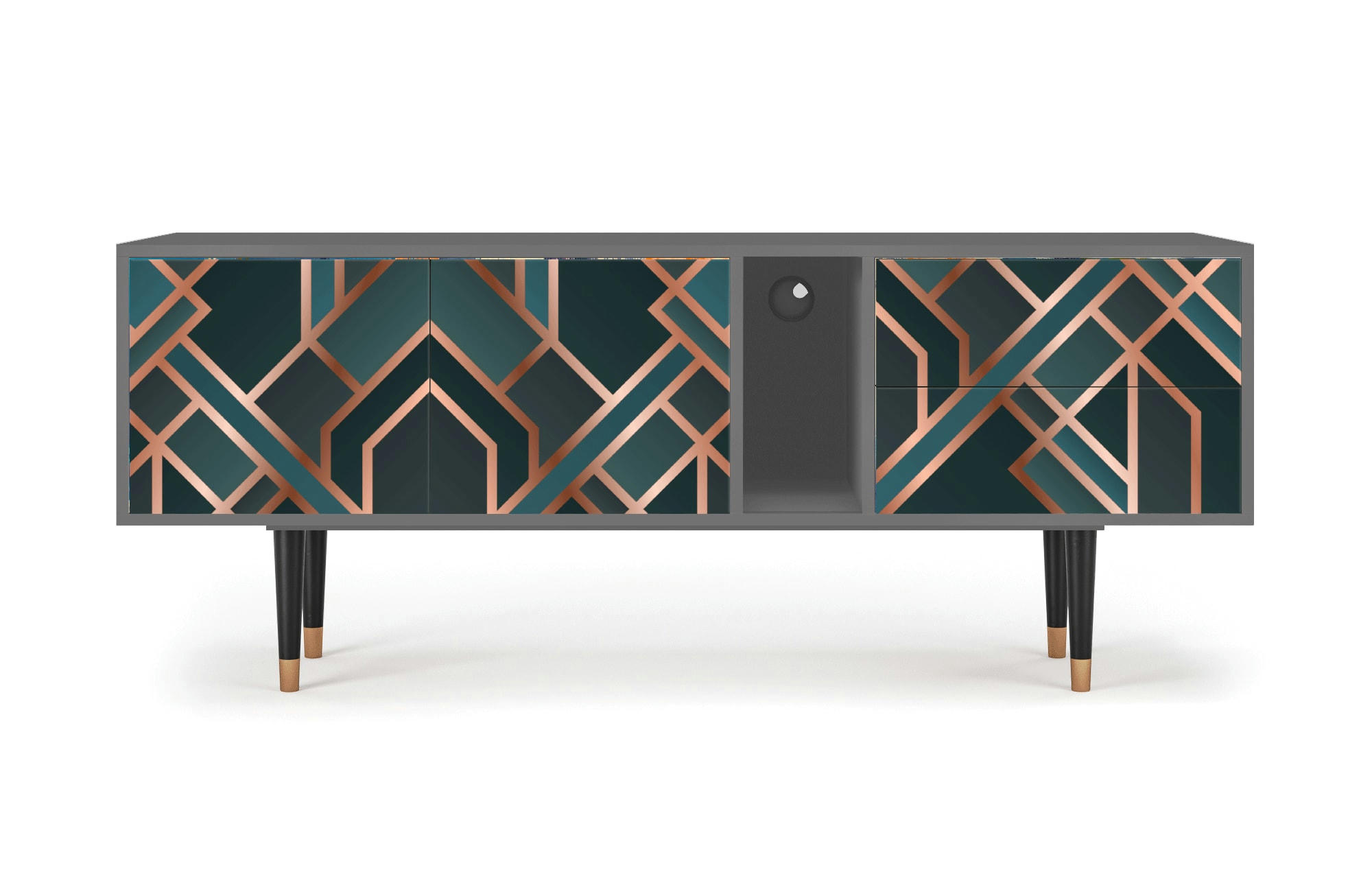 BRONZE CROSSROAD - Meuble TV  bleu-vert 2 tiroirs et 2 portes L 170 cm