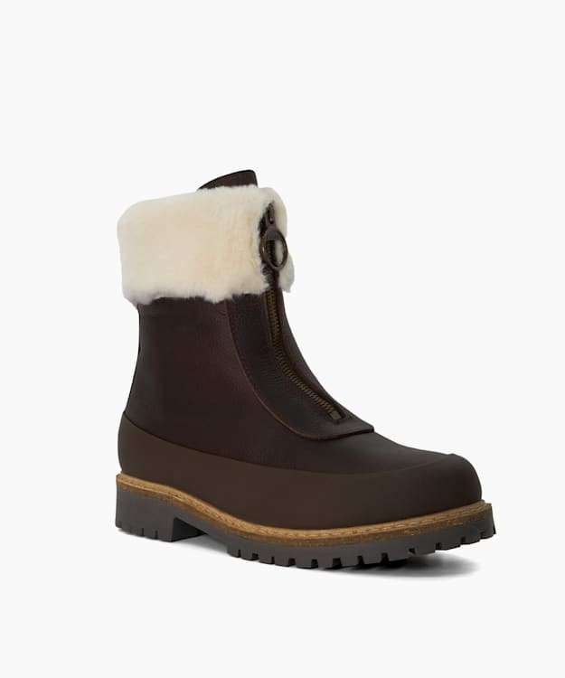 Rowen Brown - Zip-Front Leather Ankle Boots