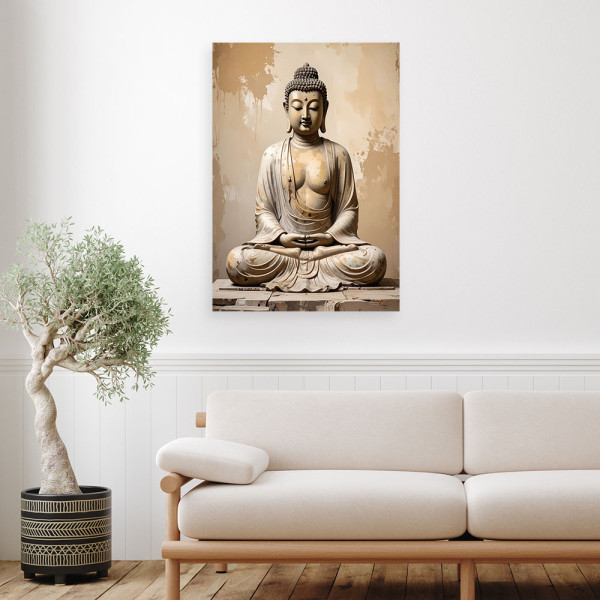 Obraz do salonu sypialni biura loftu, Budda Zen Spa na beżowym tle 20x30