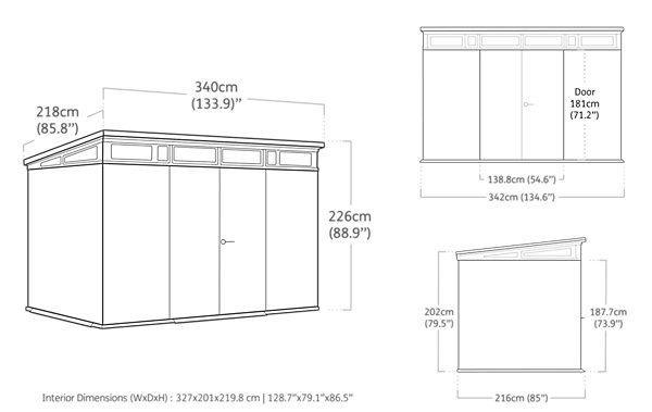 Abri de jardin Cortina 117 en résine gris anthracite Keter 7,4m²