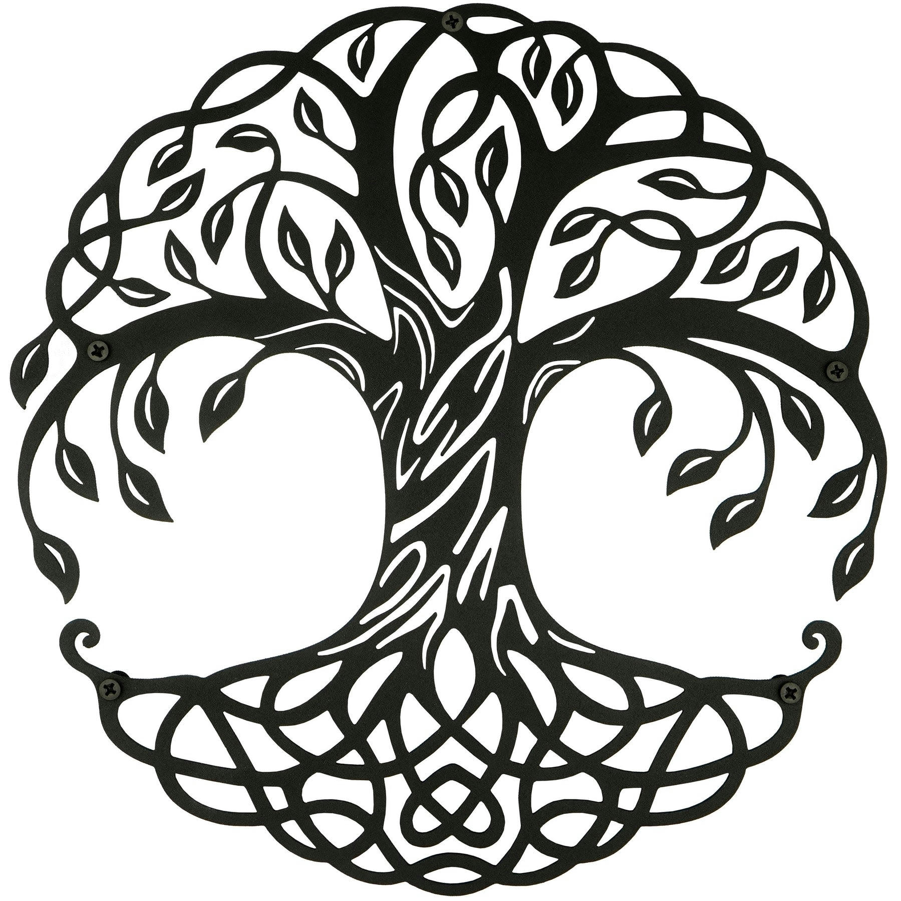- Déco murale arbre de vie cercle en métal noir 45x45 cm