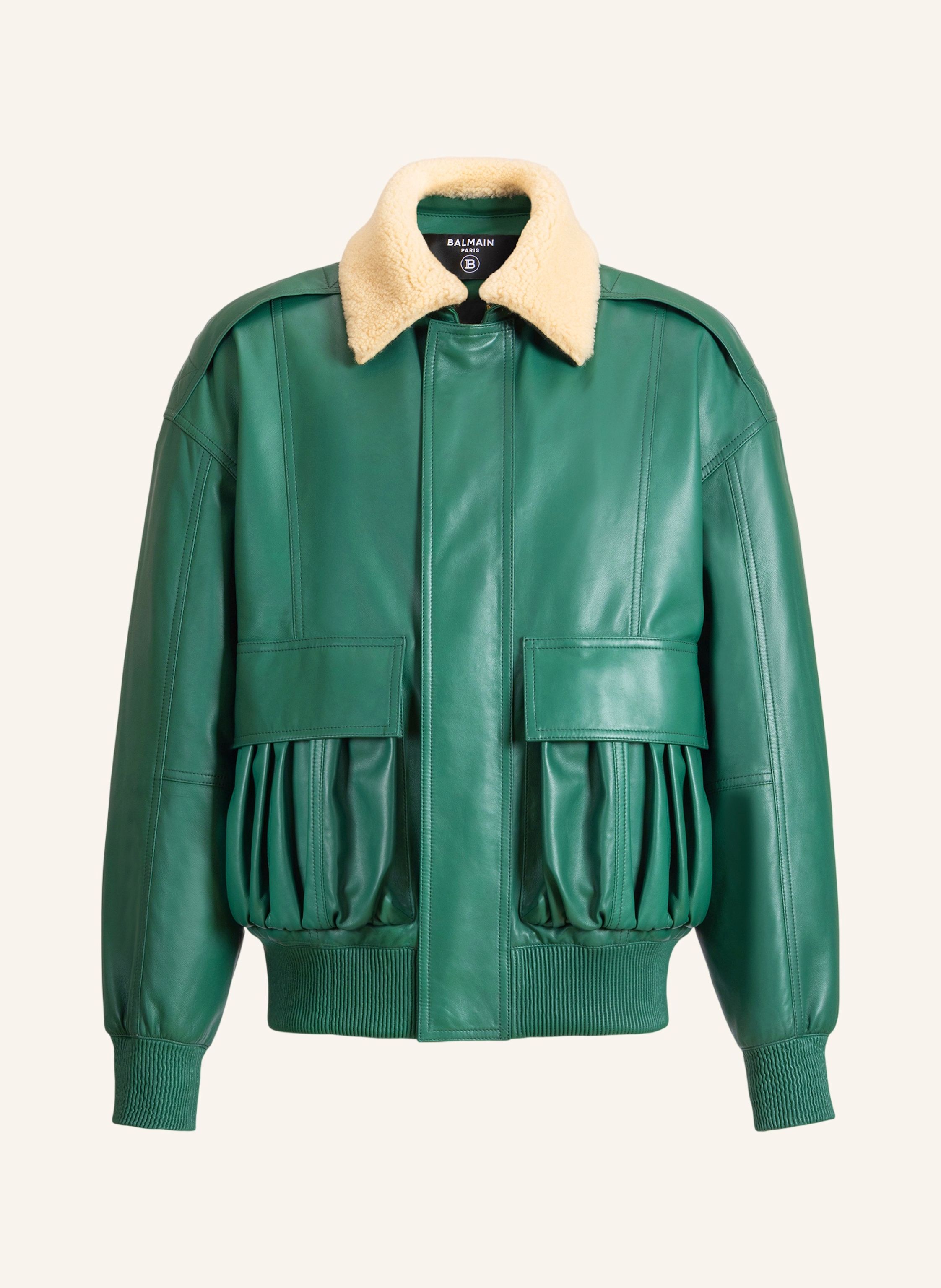 BALMAIN Bomberjacke aus Leder und Shearling