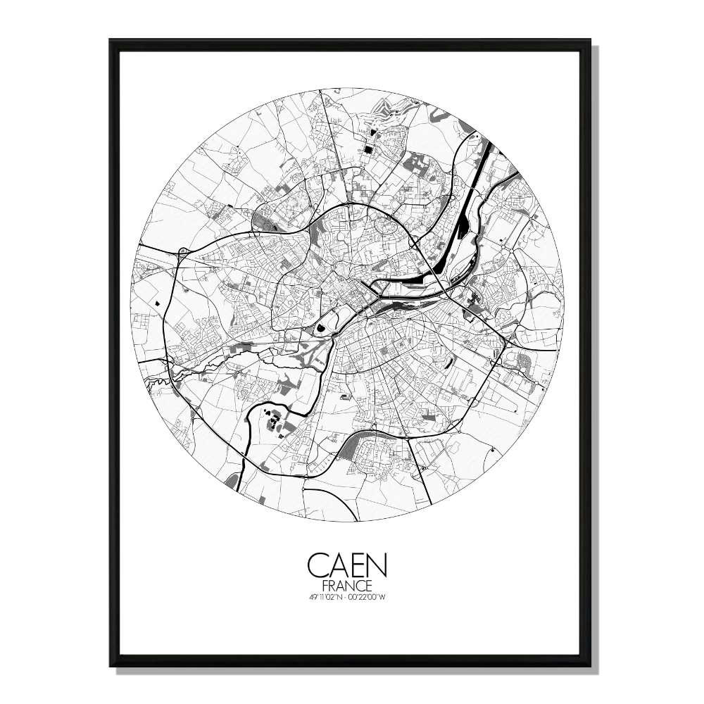 - Affiche Caen Carte ronde 40x50