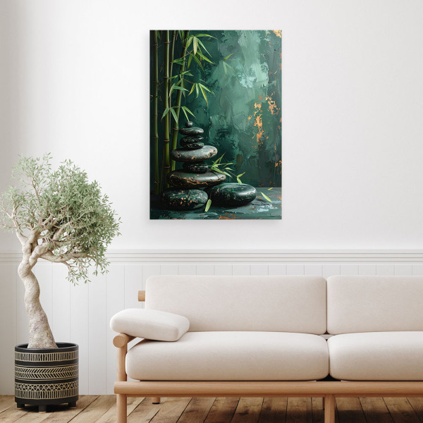 Obraz do salonu sypialni kuchni, Kamienie zen spa liście bambusa 20x30