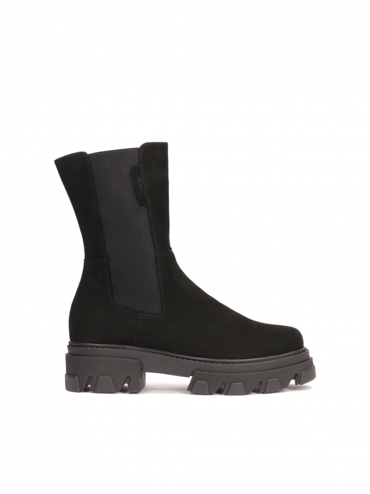 Suede slip-on boots with thick sole