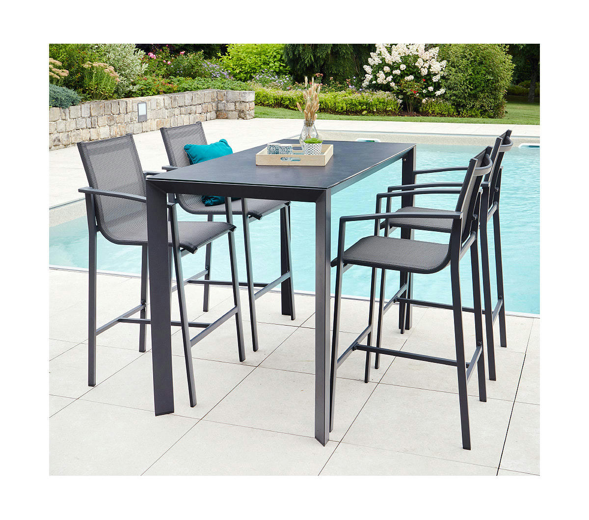 ALMA - Ensemble repas de jardin  4 places en aluminium