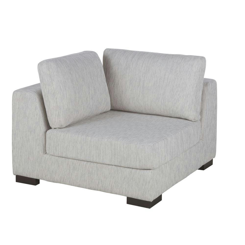 Terence - Angle pour canapé modulable en textile recyclé gris clair chiné