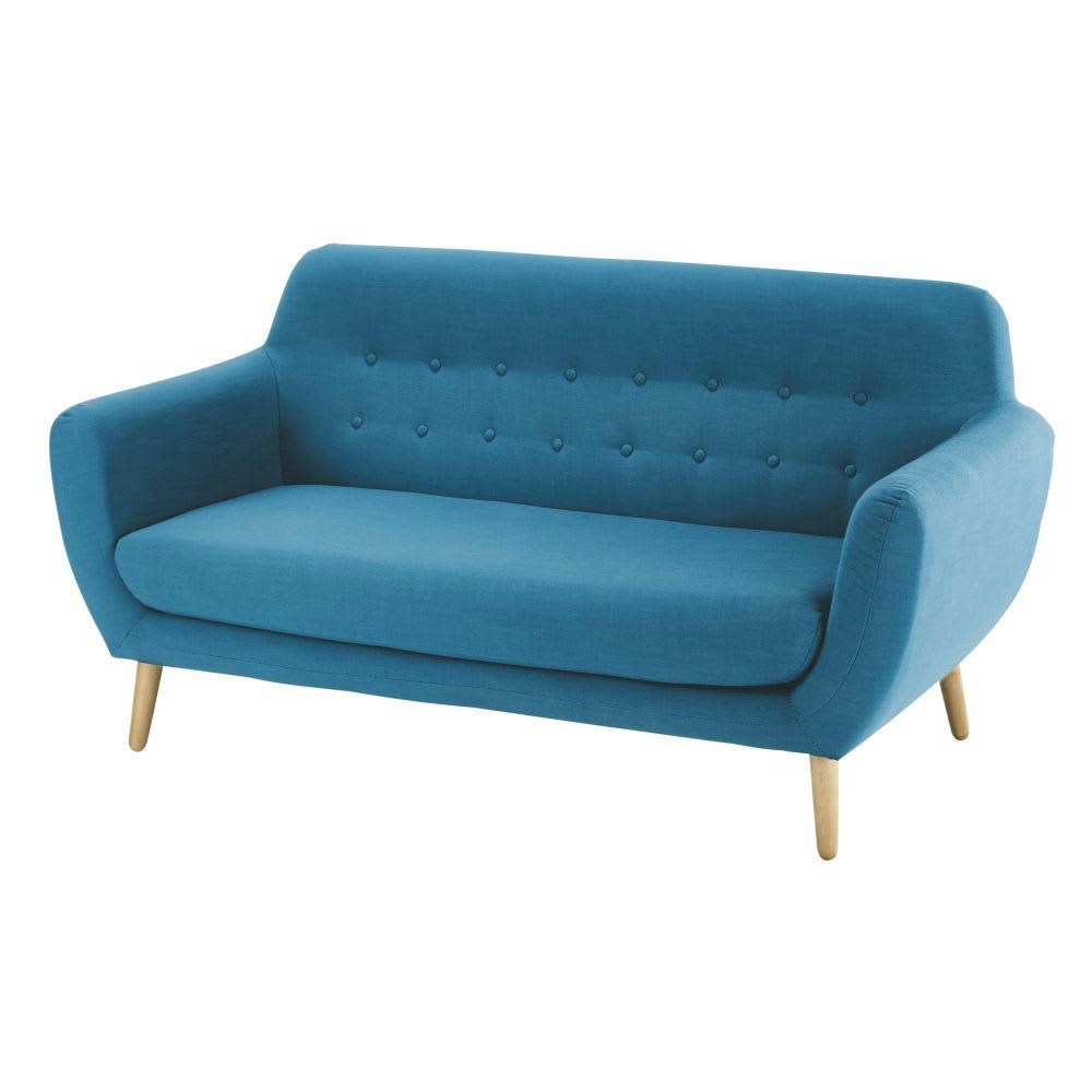 Iceberg - Canapé style scandinave 2/3 places bleu pétrole