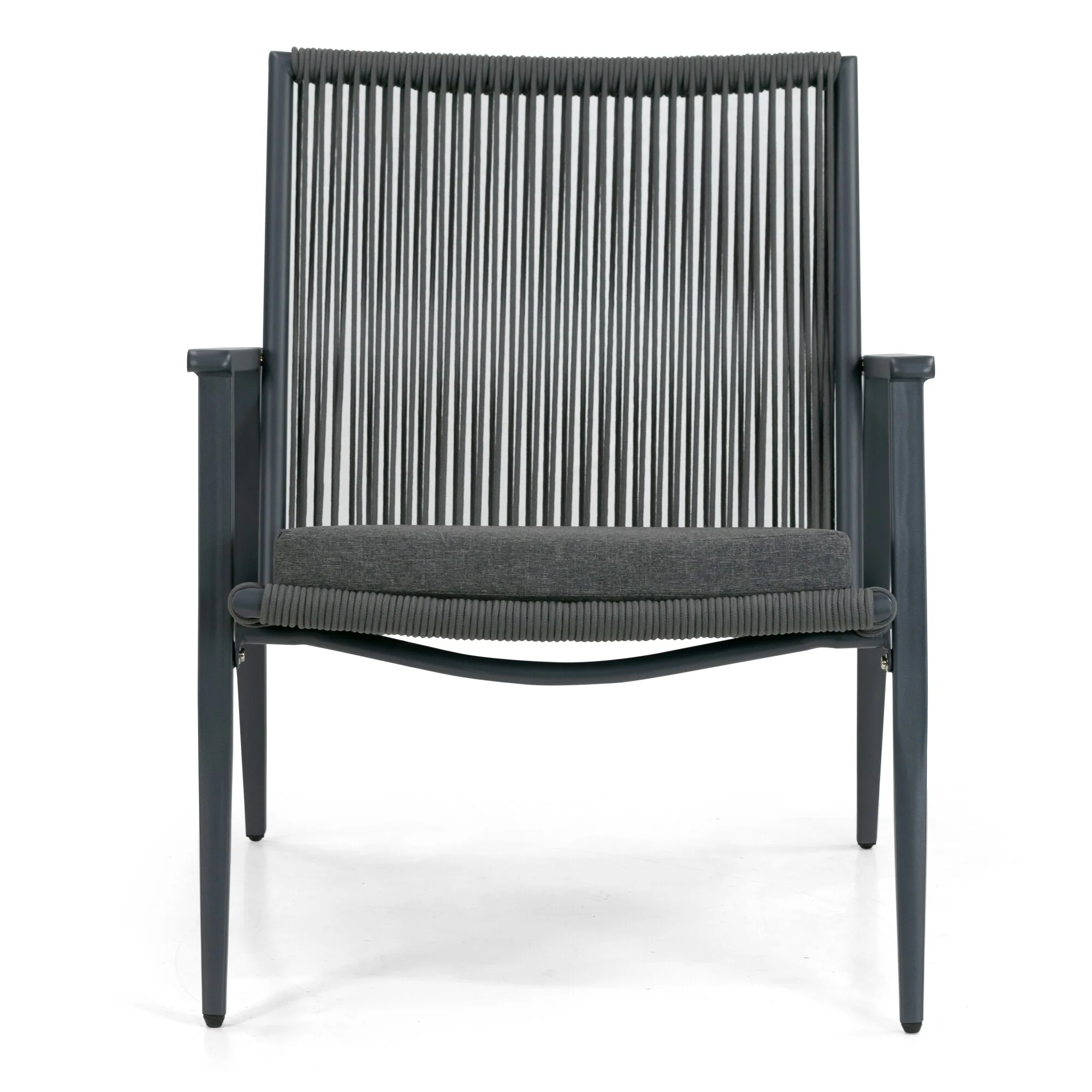 Set of 2 Biton Grey Outdoor Lounge Chair with Seat Cushion