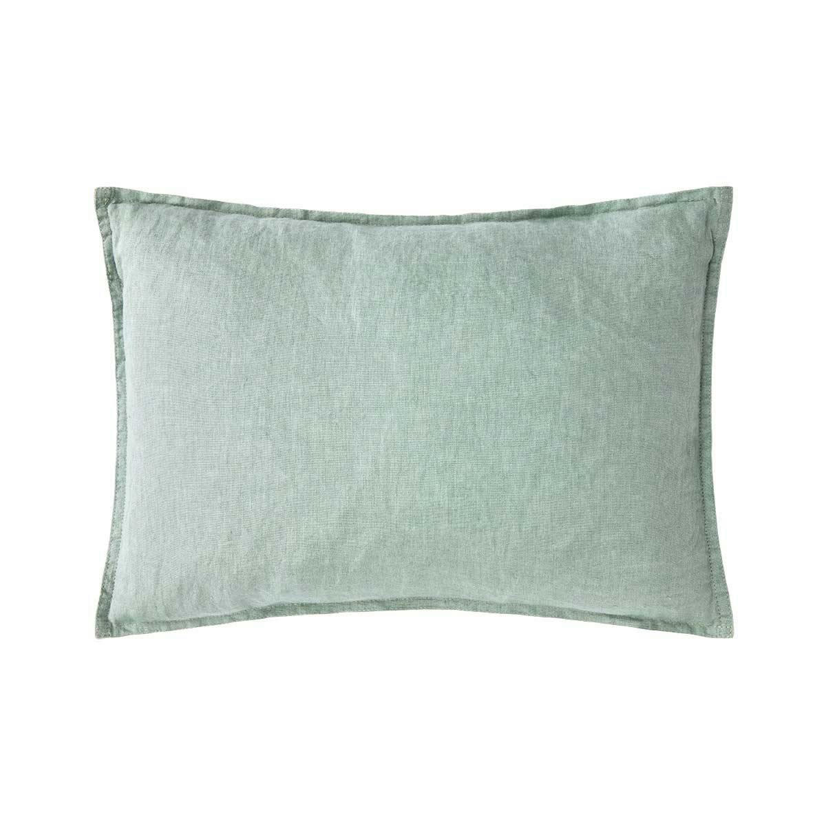 PETIT JOUR - Taie d'oreiller en  lin lavé vert 50 x 75 cm