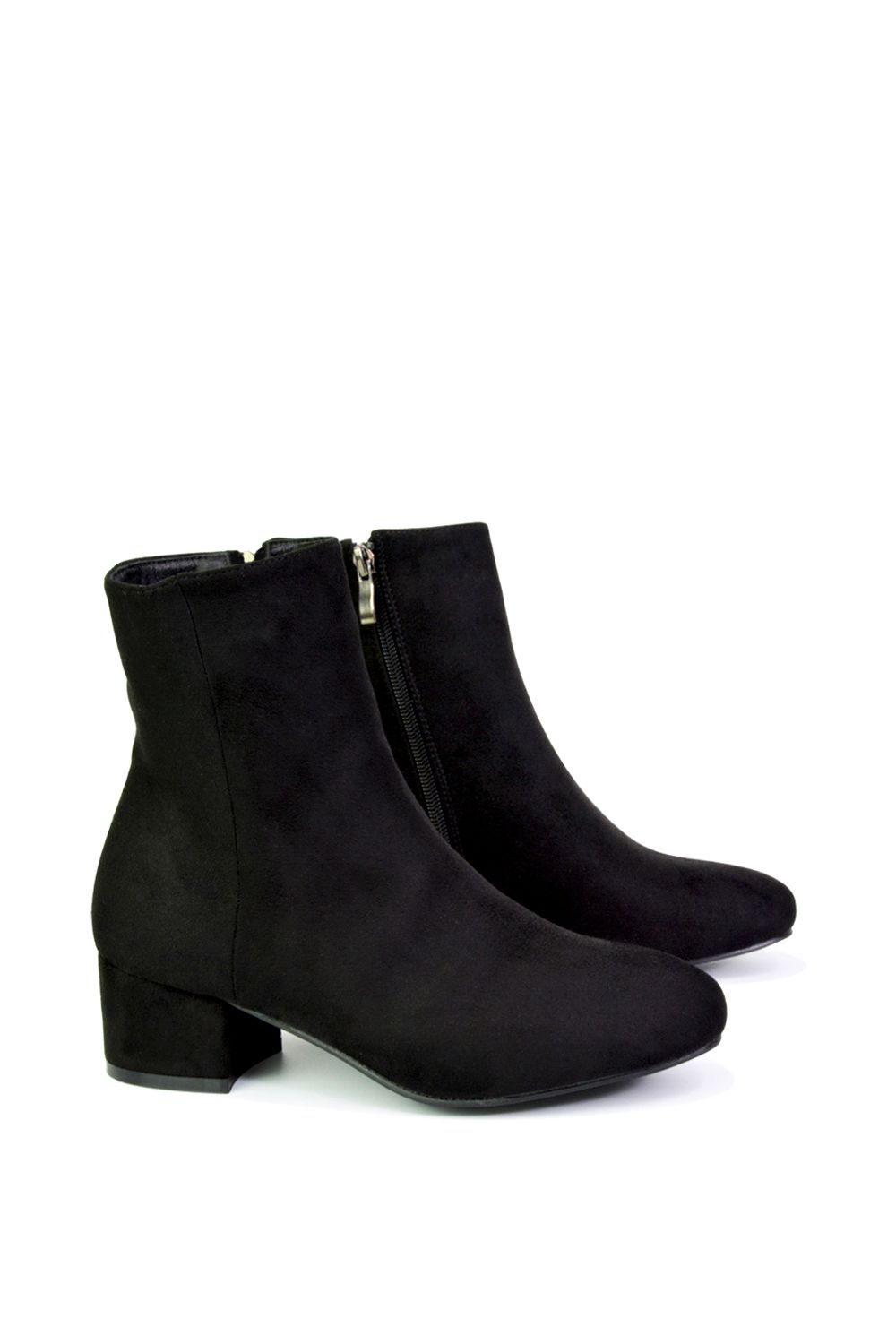 XY London Nolan' Mid Block Heel Ankle Boots With Inside Zip