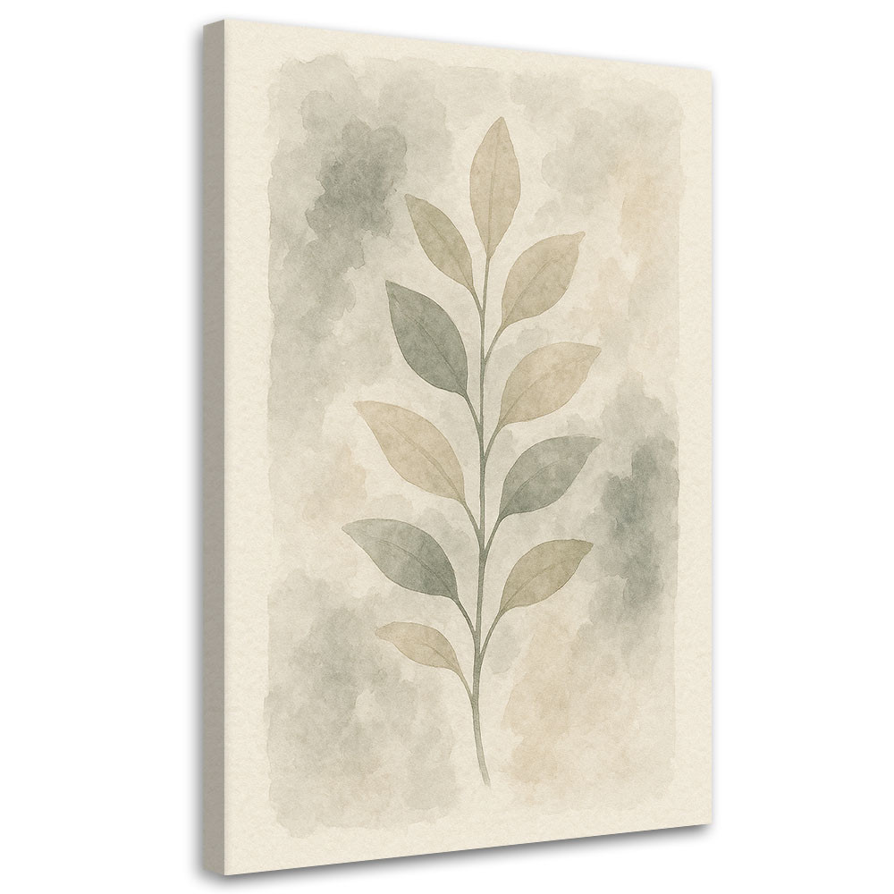 Feeby Obraz Japandi, Liście Botaniczne Akwarela Beżowy Minimalizm 40x60