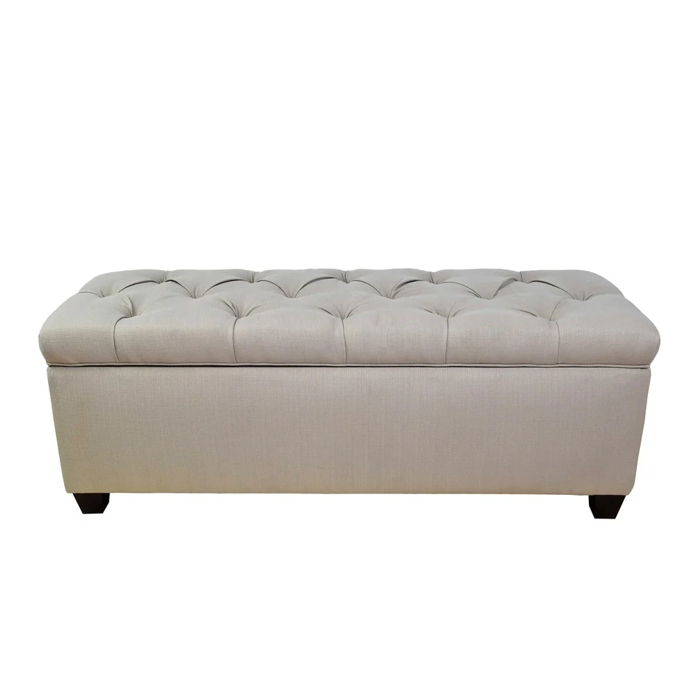 The Sole Secret Sachi Khaki Diamond Tufted Shoe Storage Bench