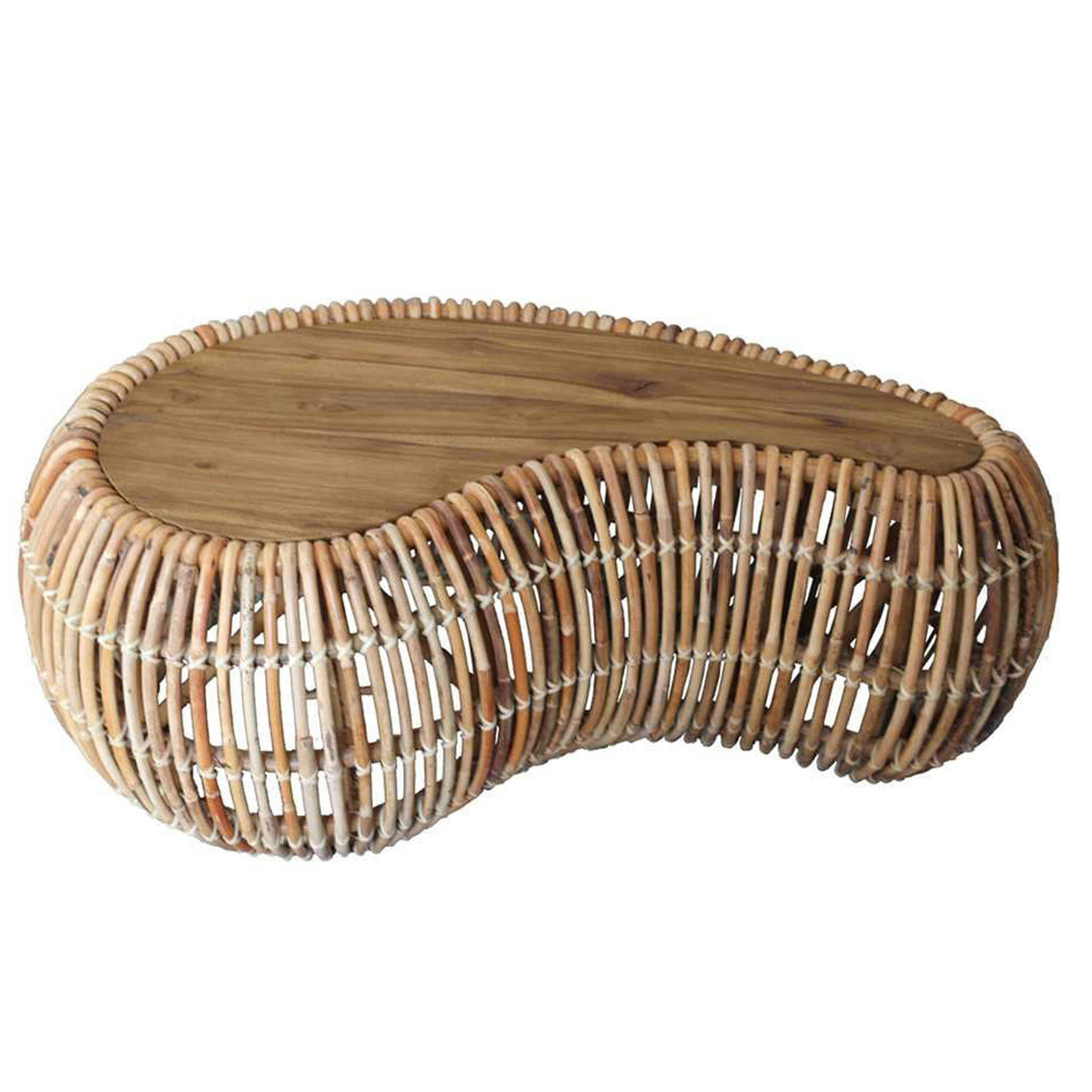 ZOE - ZOE-Table basse haricot L110 en Teck recyclé et rotin