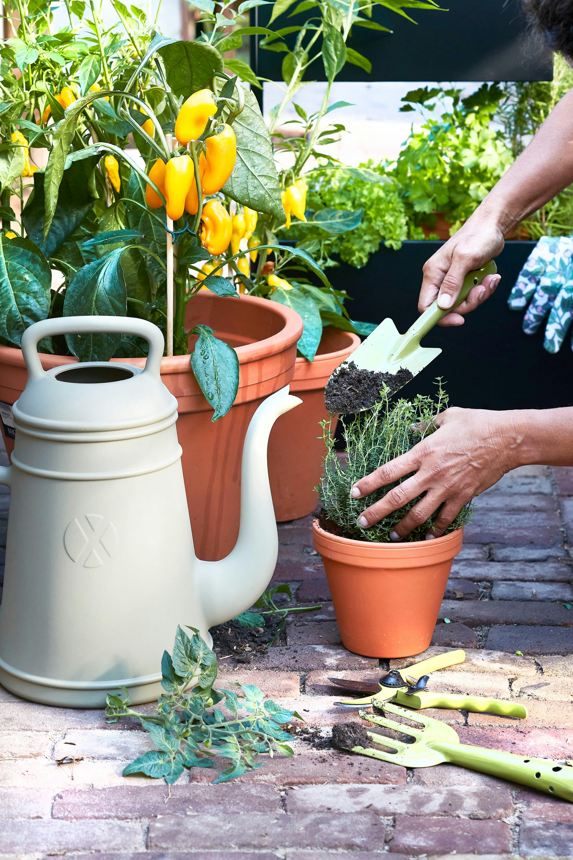 - Set de 3 outils de jardin en métal vert