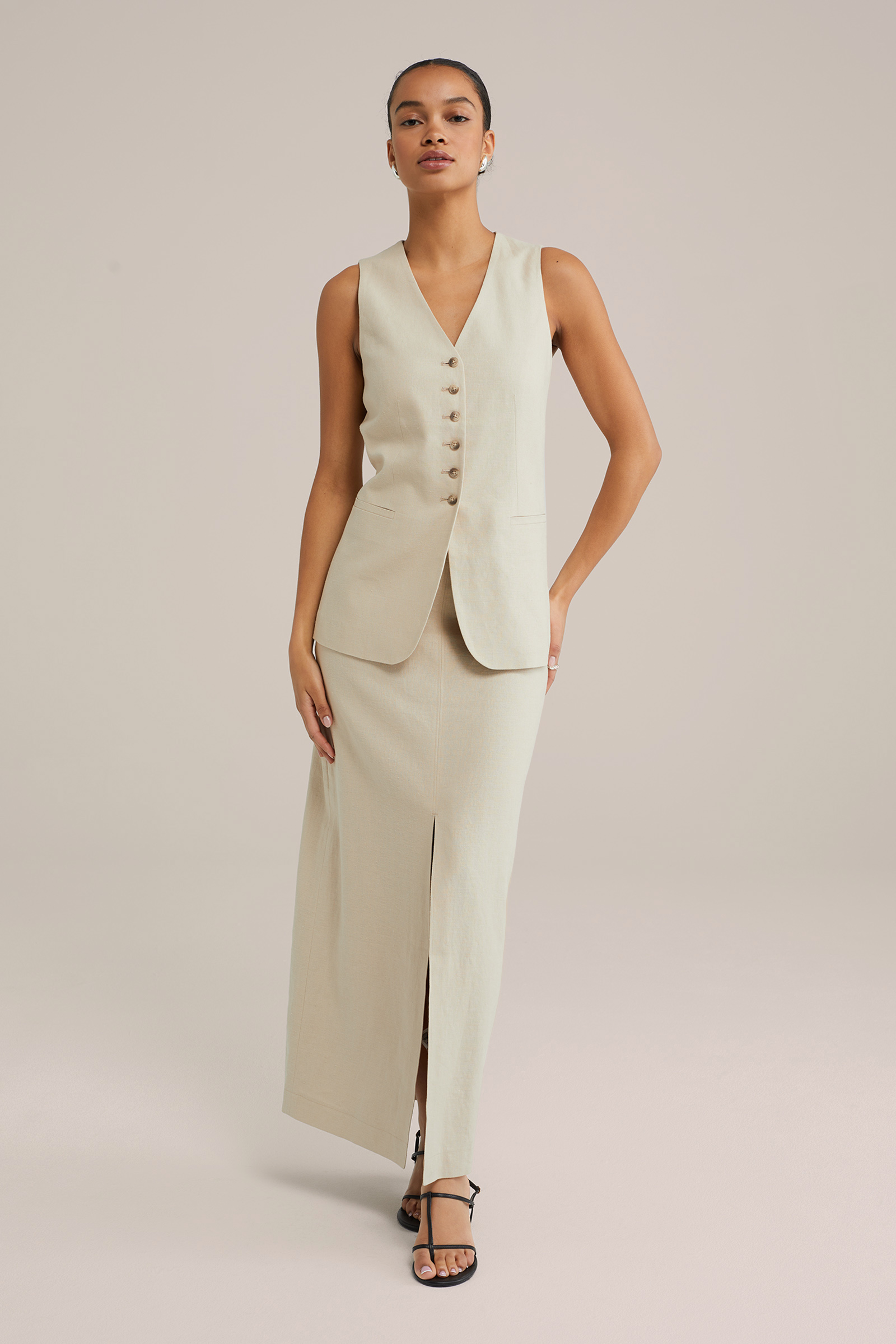 Dames maxi-rok van linnenmix