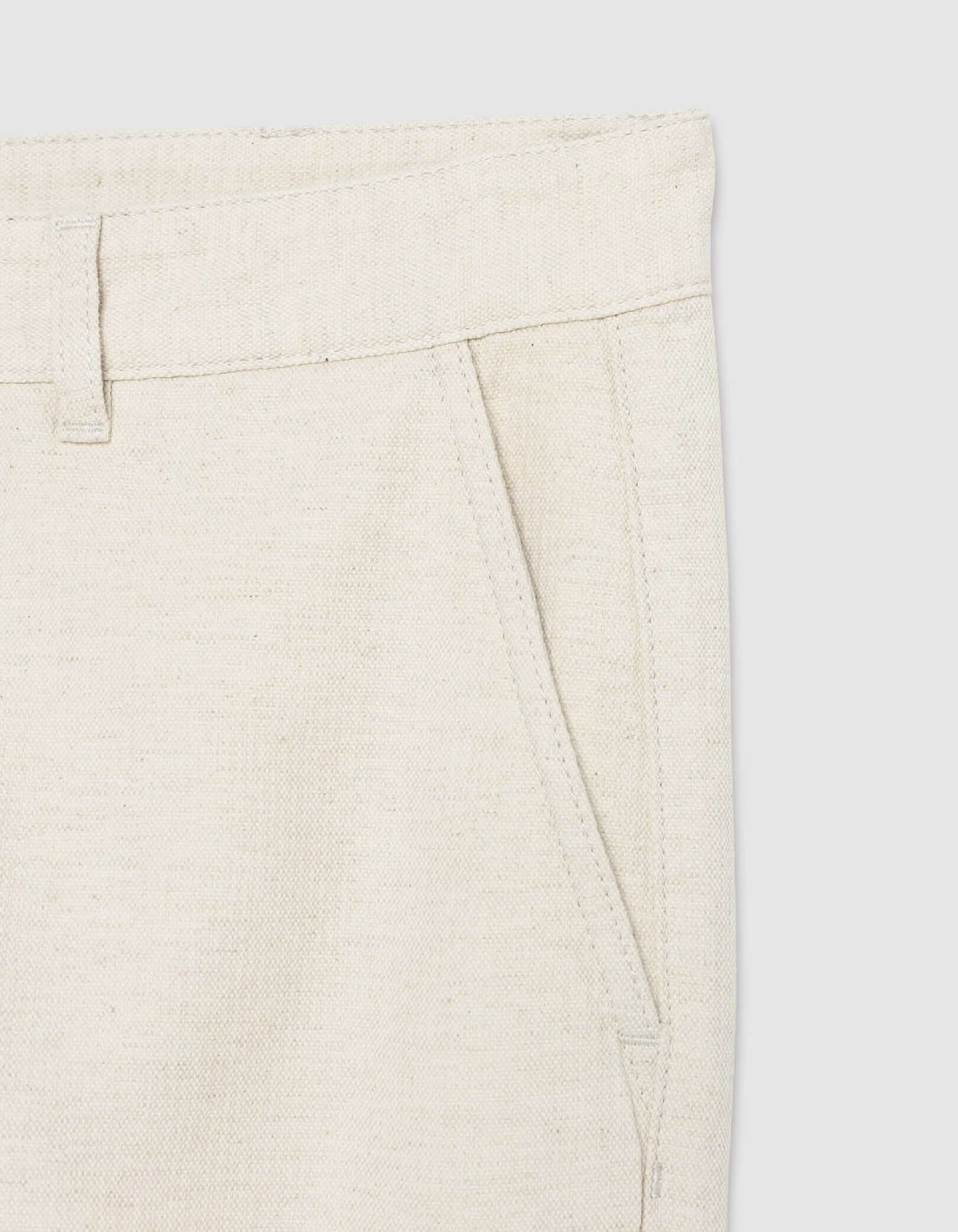 Pantalon tapered beige coton et lin Homme