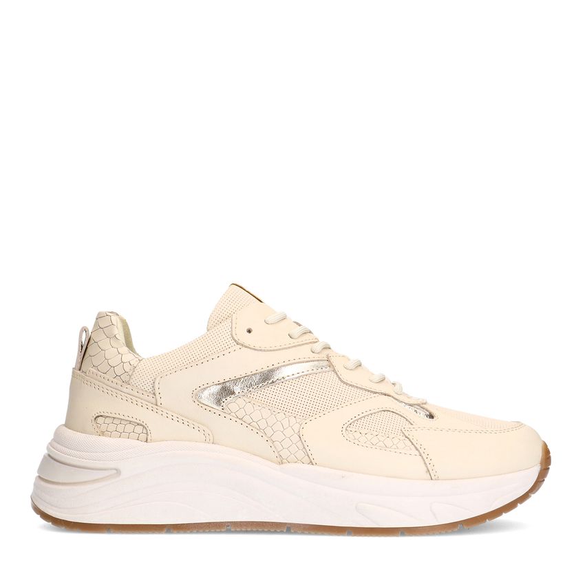 Manfield Beige leren sneakers