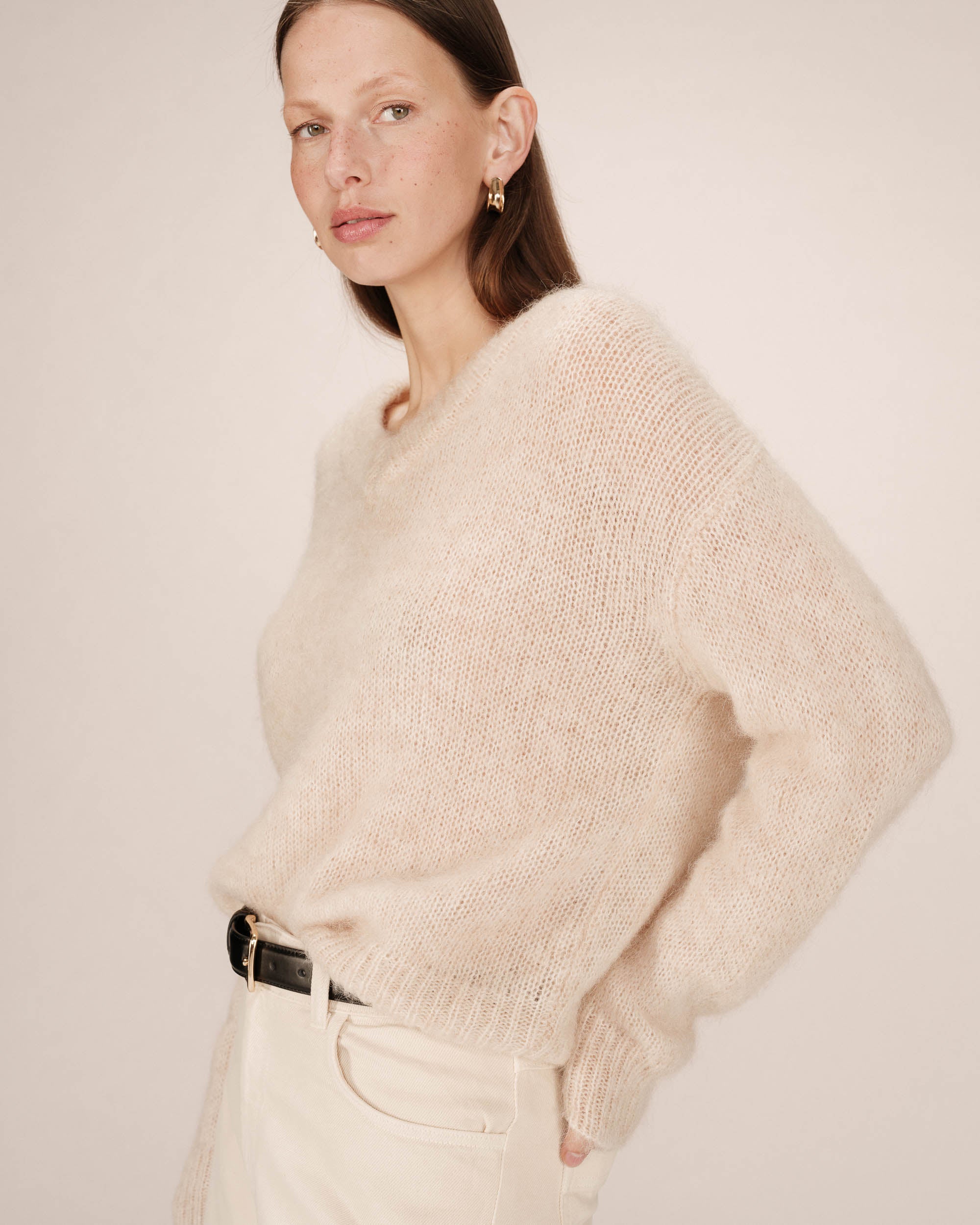 Pull laine d'alpaga vanille Sabado