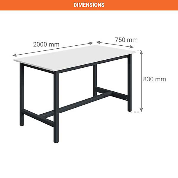 Etabli à résistance thermique 500kg - Plateau 2000x750x30mm - Gris RAL7035 - W010020084-GC