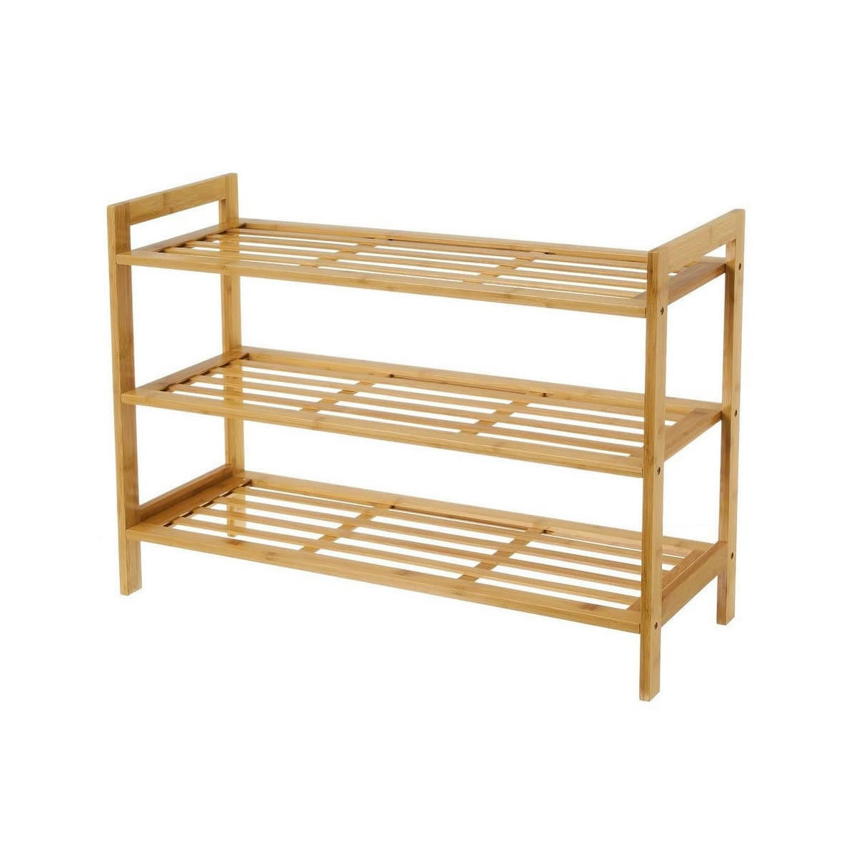 - Étagère à chaussures bambou étroite 3 niveaux 70x26x50cm