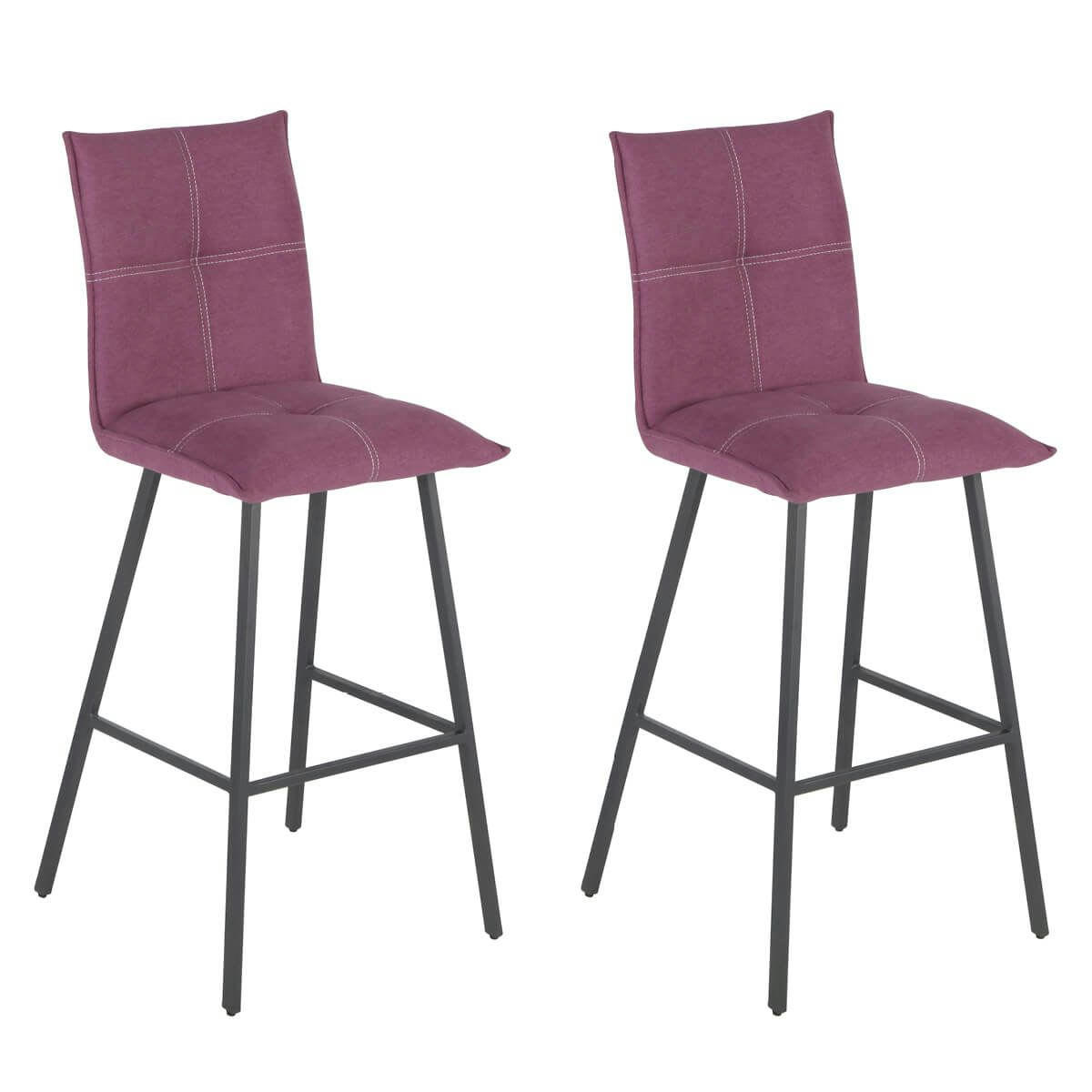 LAGOS - Lot  de 2 tabourets violets assise h76cm