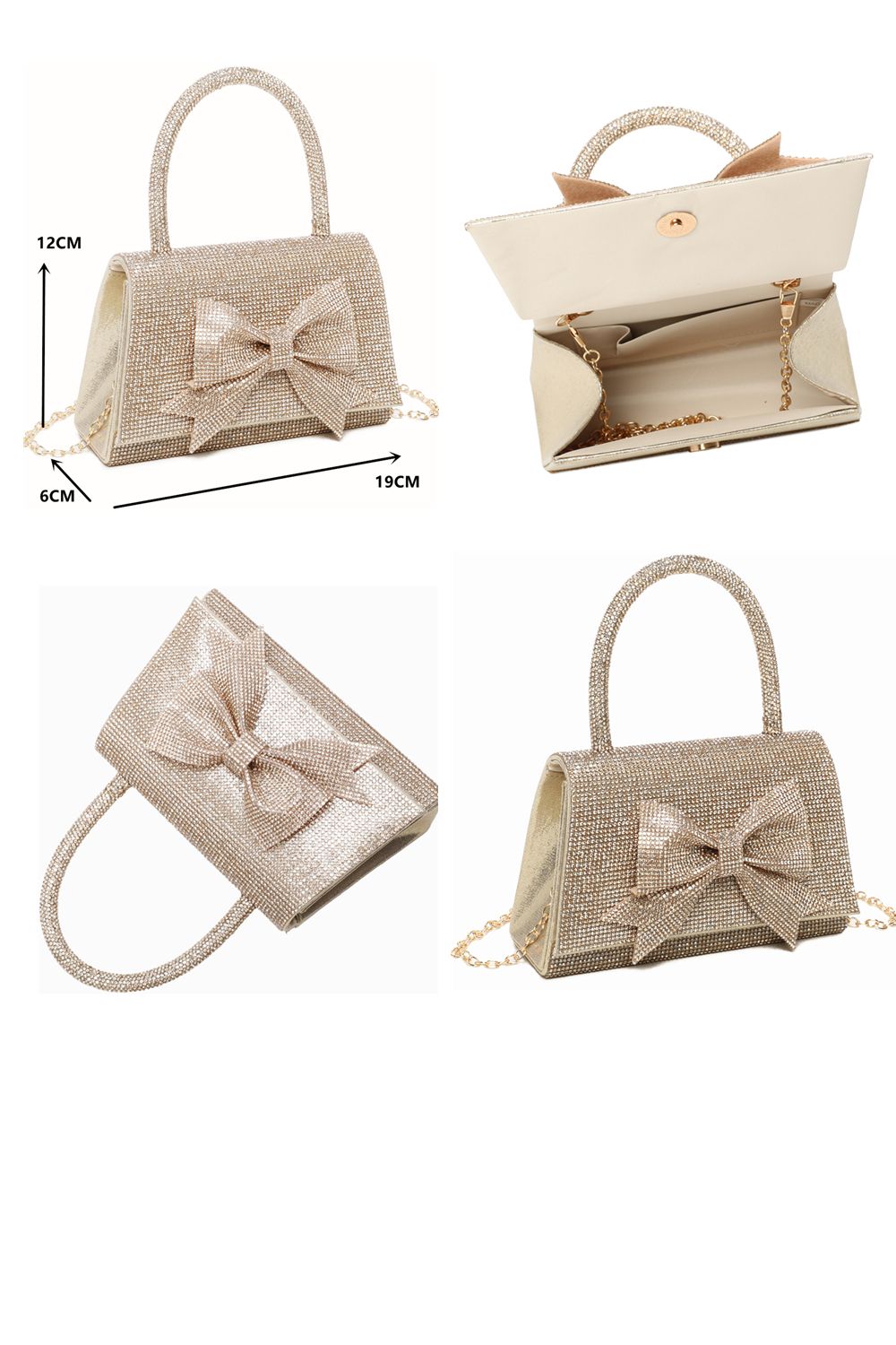 Fontanella Fashion Regel Statment Diamante Bow Envelope Style Top-Handle Evening Bag