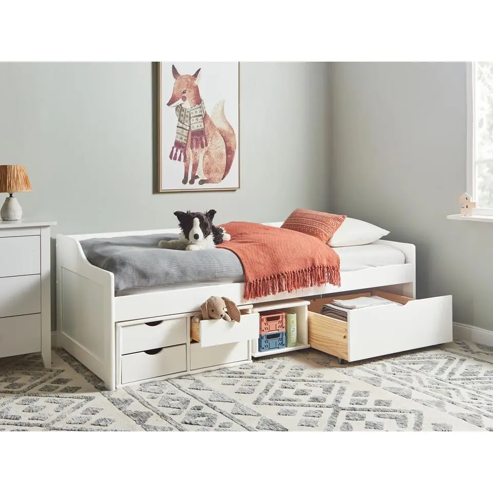 ROYVILLE - Bed met opbergruimte - Wit - 90 x 200 cm - Hout