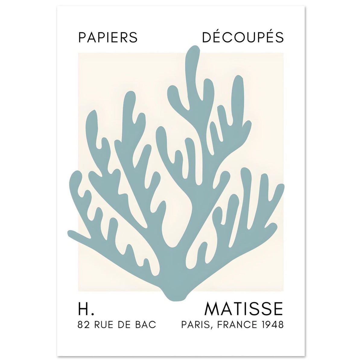 Artfulprints Poster Matisse – Coral harmony turquoise  - A4 21x29.7 cm - Turquoise