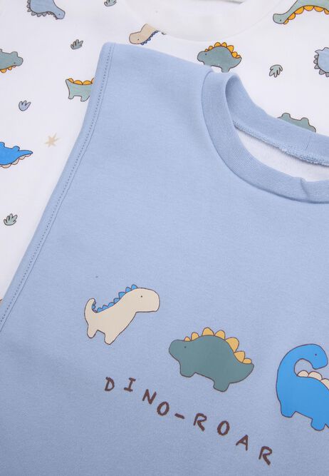 Baby 2pk Blue Dino Roar Print Popover Bibs