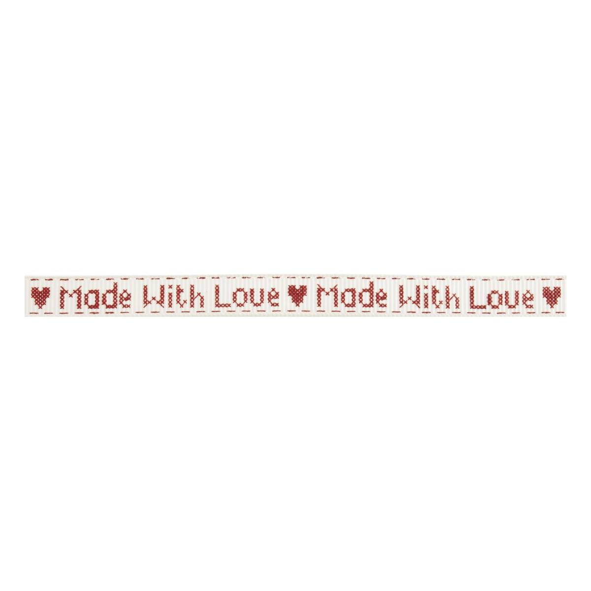 Dark Red With Love Grosgrain Ribbon 10mm x 5m