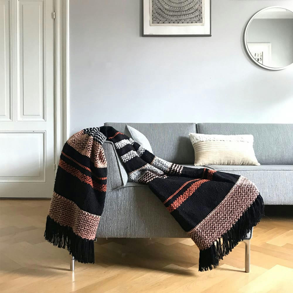 BERBER - Plaid noir multicolore 125x150