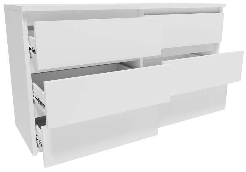 Komoda CL1006BIA biała duża szafka 100cm regał 6 szuflad na ubrania zabawki