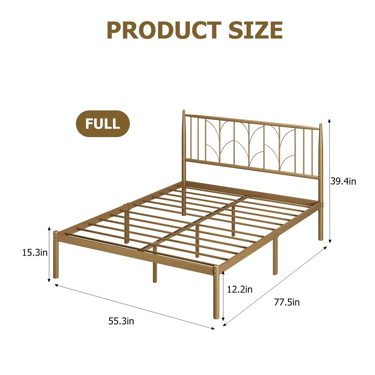 Metal Full Size Platform Bed Frame with Headboard