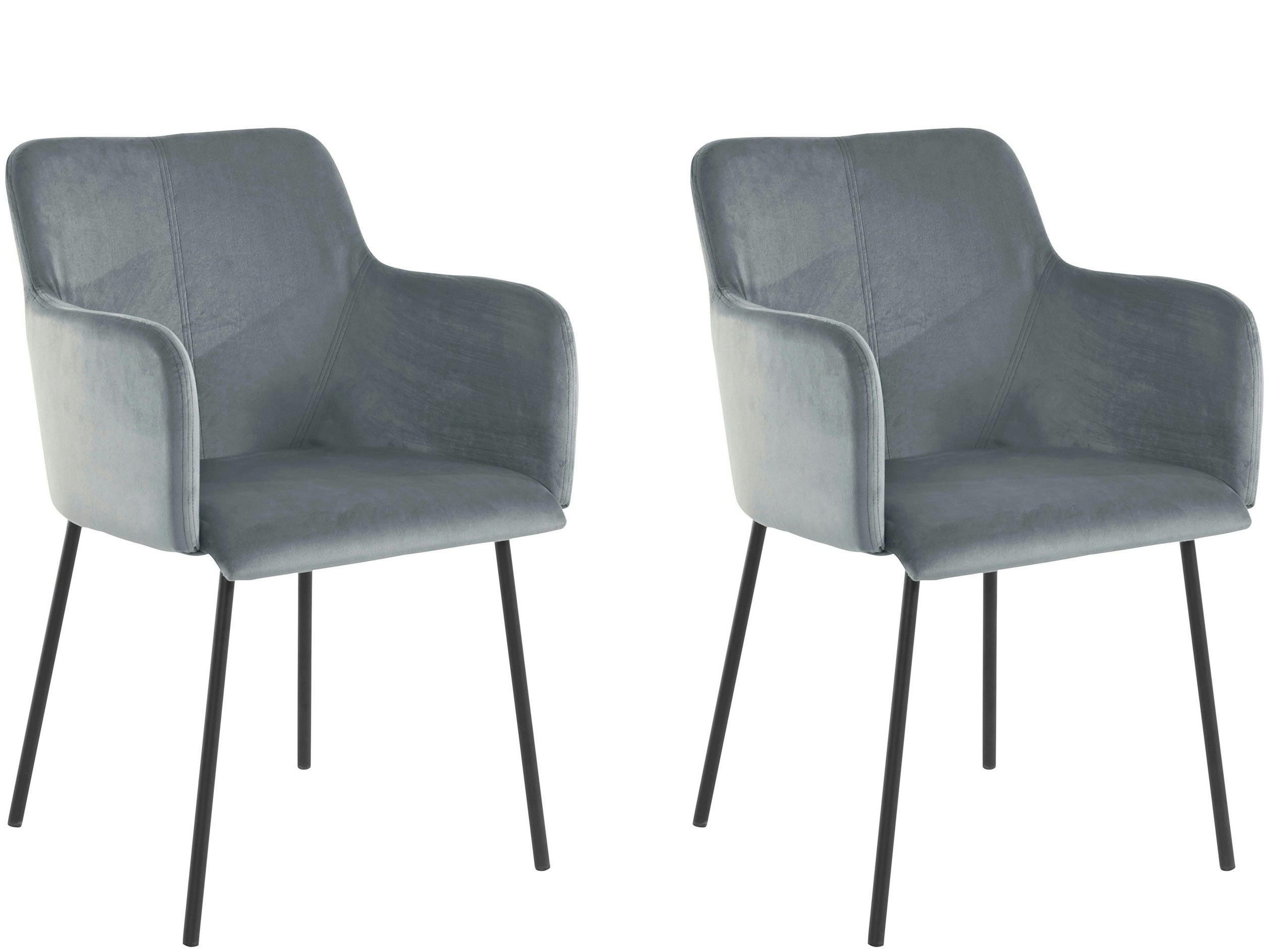 JOLIE - Lot de 2 chaises de salle à manger rembourrées en velours gris clair