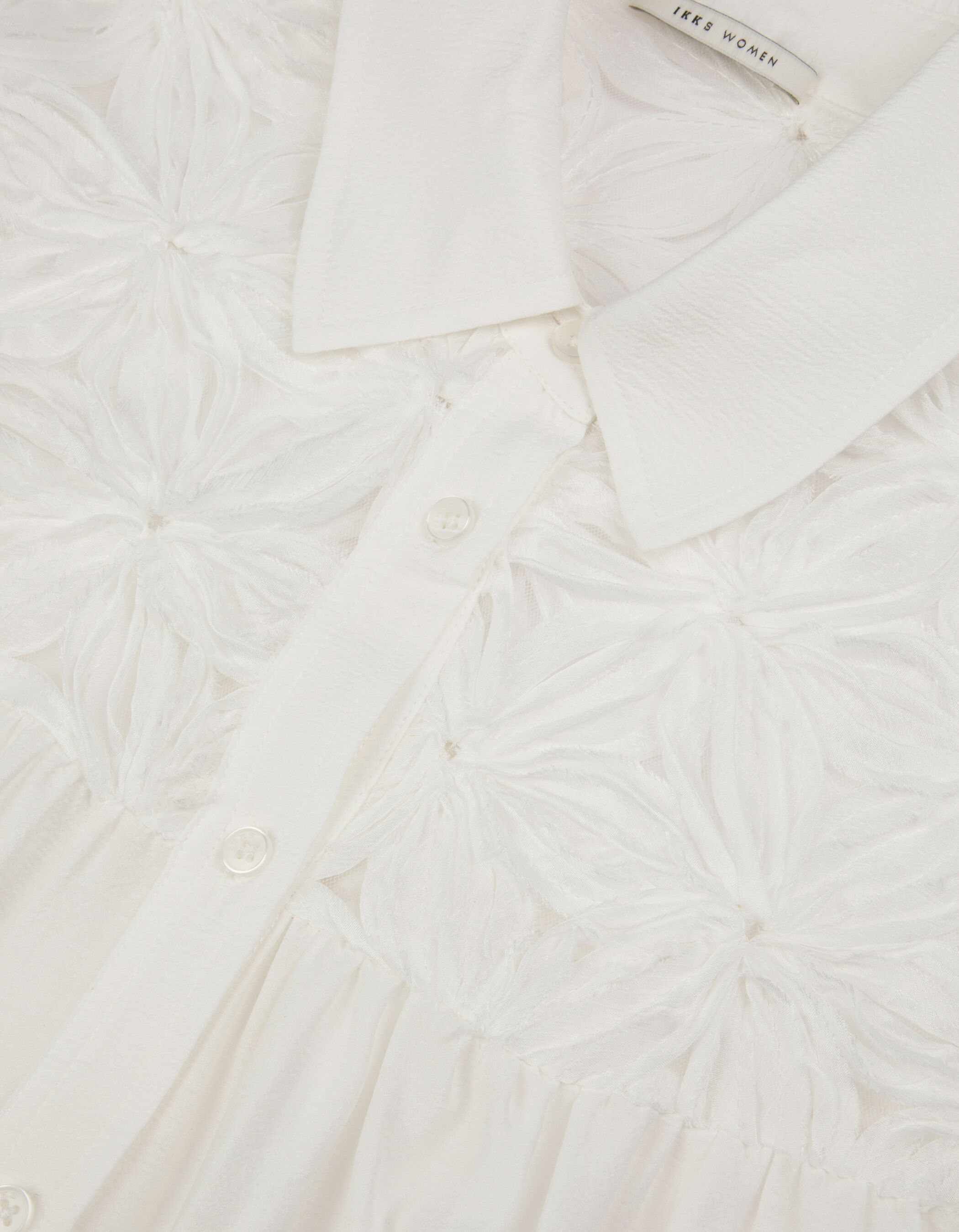 Chemise fluide blanche détails fleurs Femme