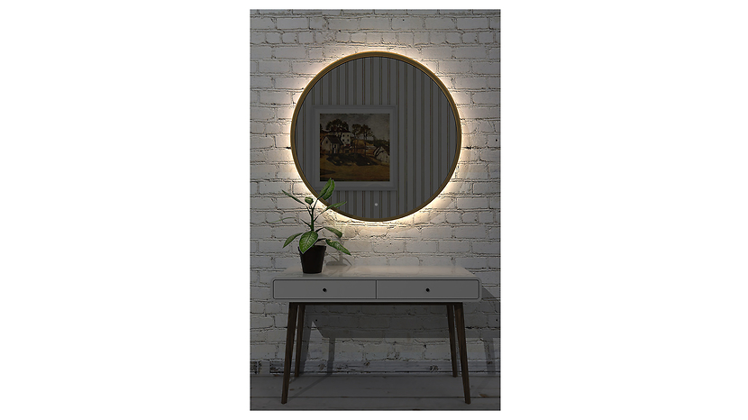 Lustro łazienkowe ścienne LED 60 cm bez piaskowania z włącznikiem złote