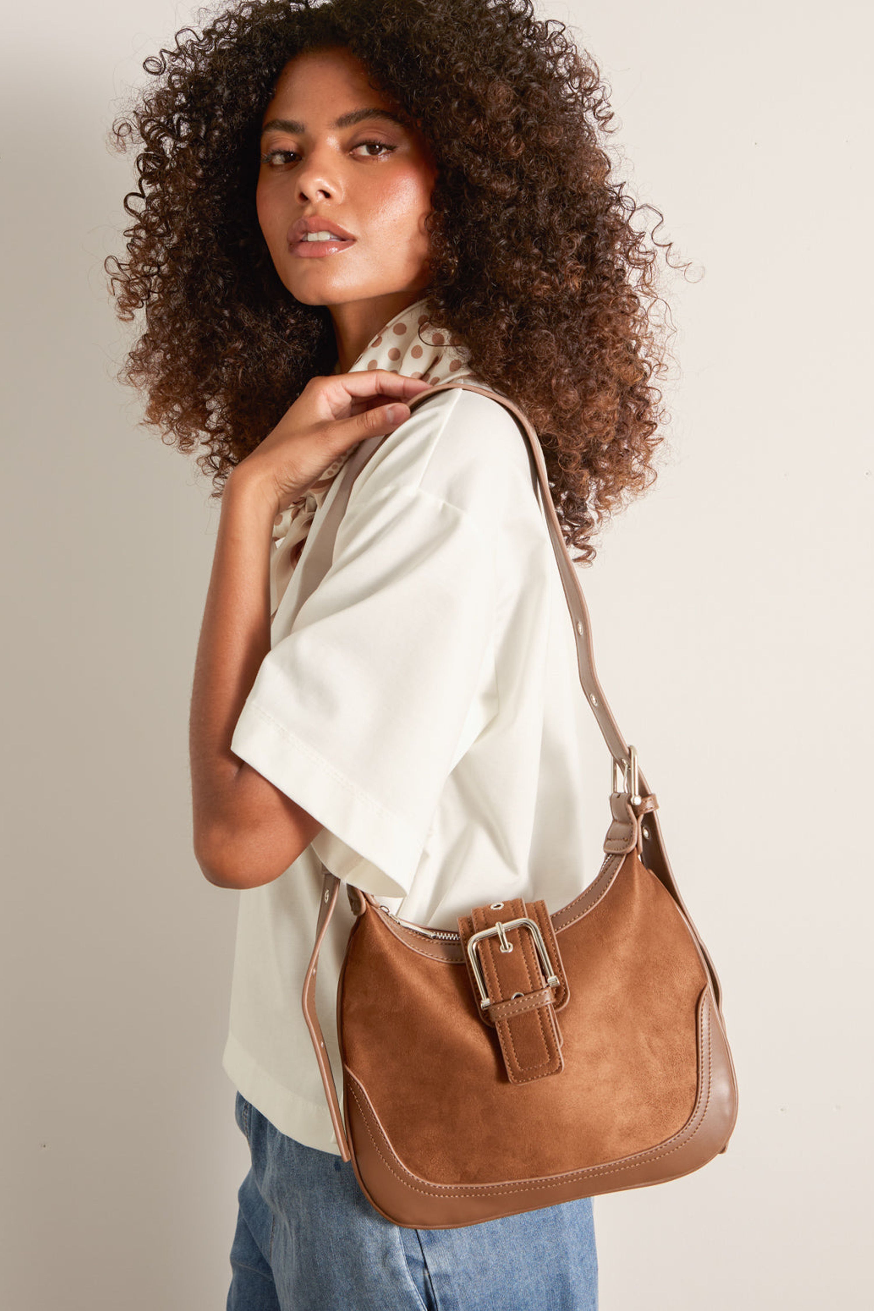 Blue Vanilla Suedette Adjustable Shoulder Bag
