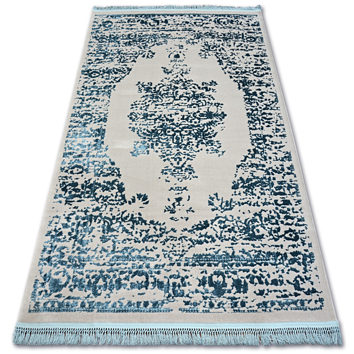 Dywan AKRYL MANYAS 192AA Szary/Niebieski frędzle 80x300 cm