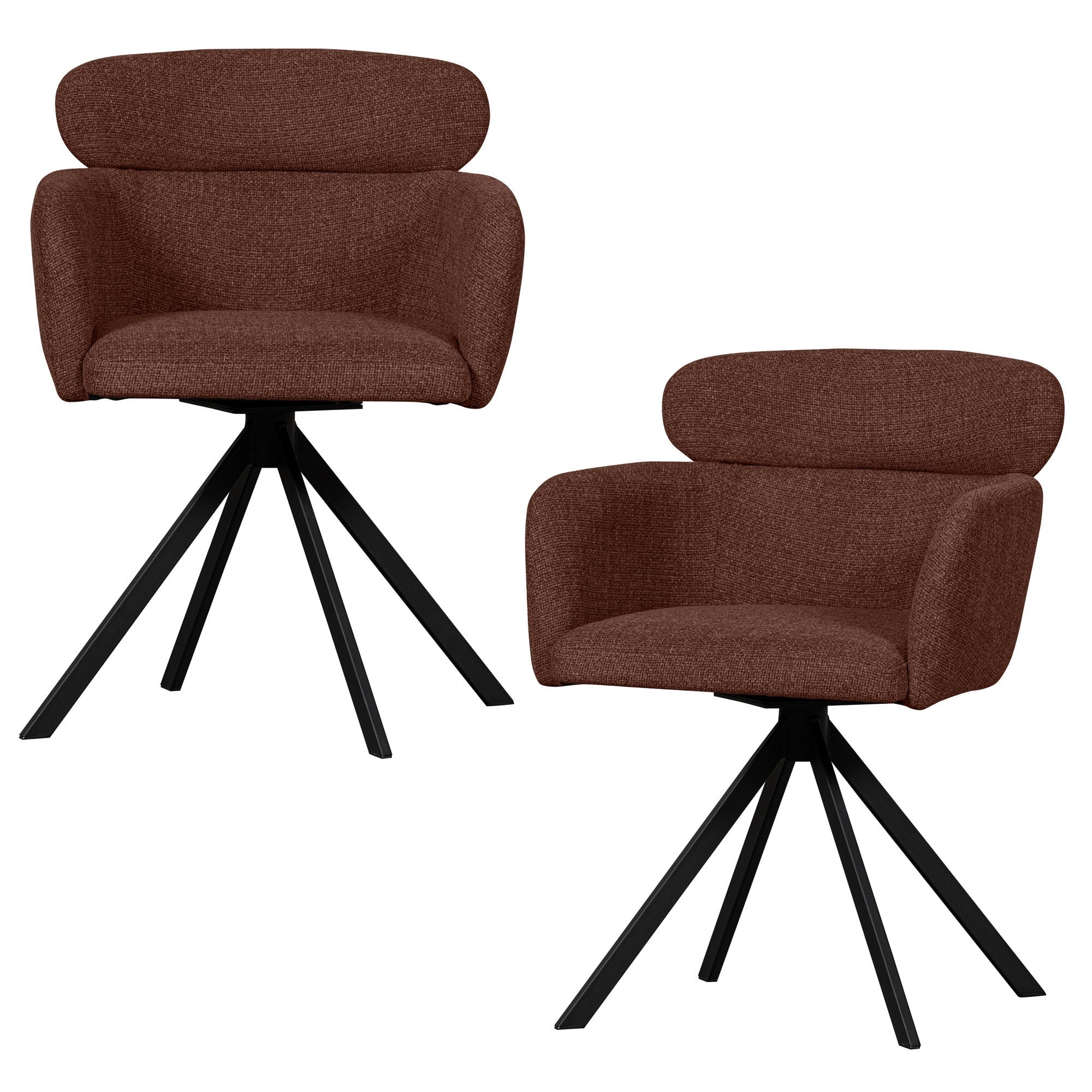 WOOOD draaibare eetkamerstoelen Fenne - Polyester - Chestnut-Set van 2