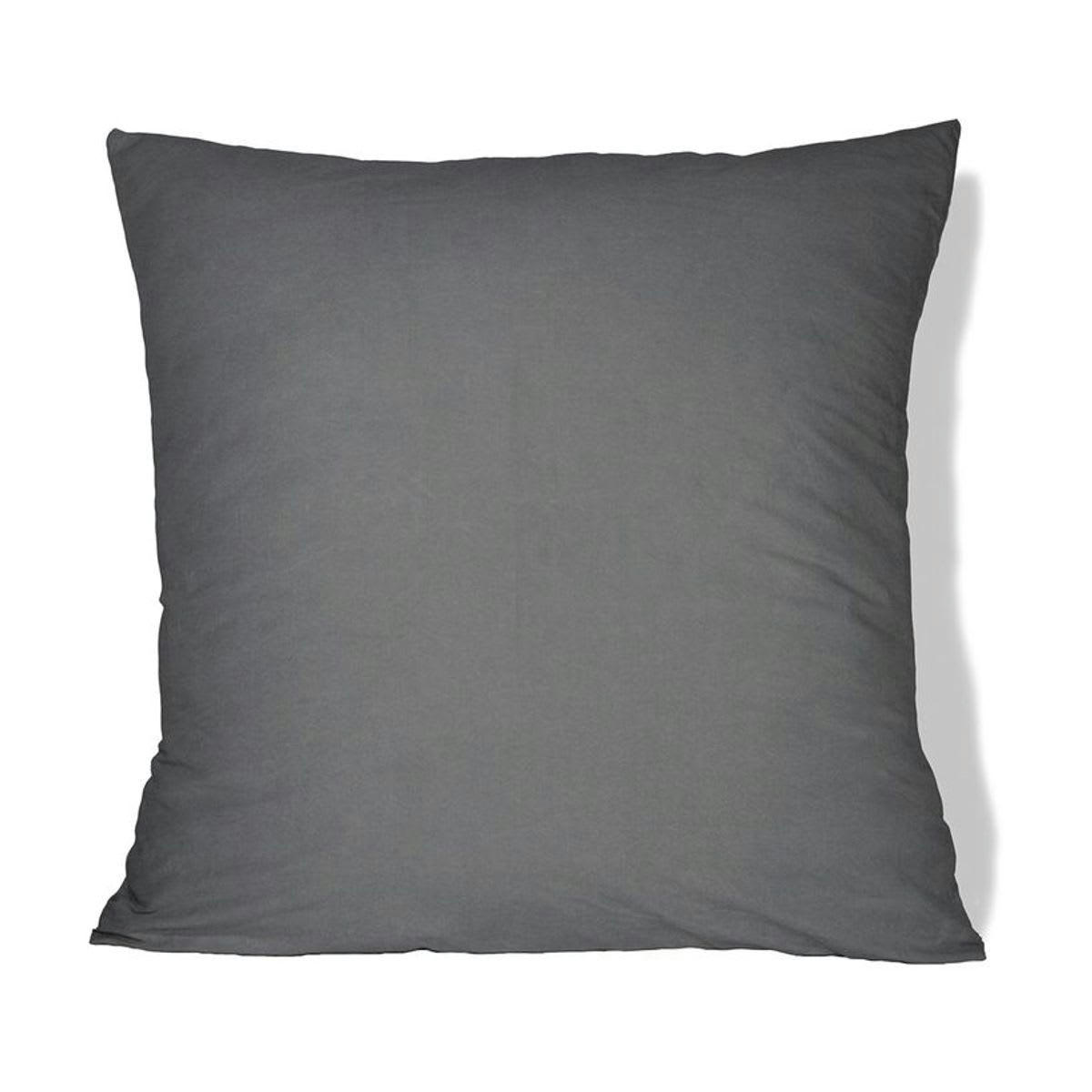 NINON - Taie d'oreiller en percale lavée gris ardoise 65x65 cm