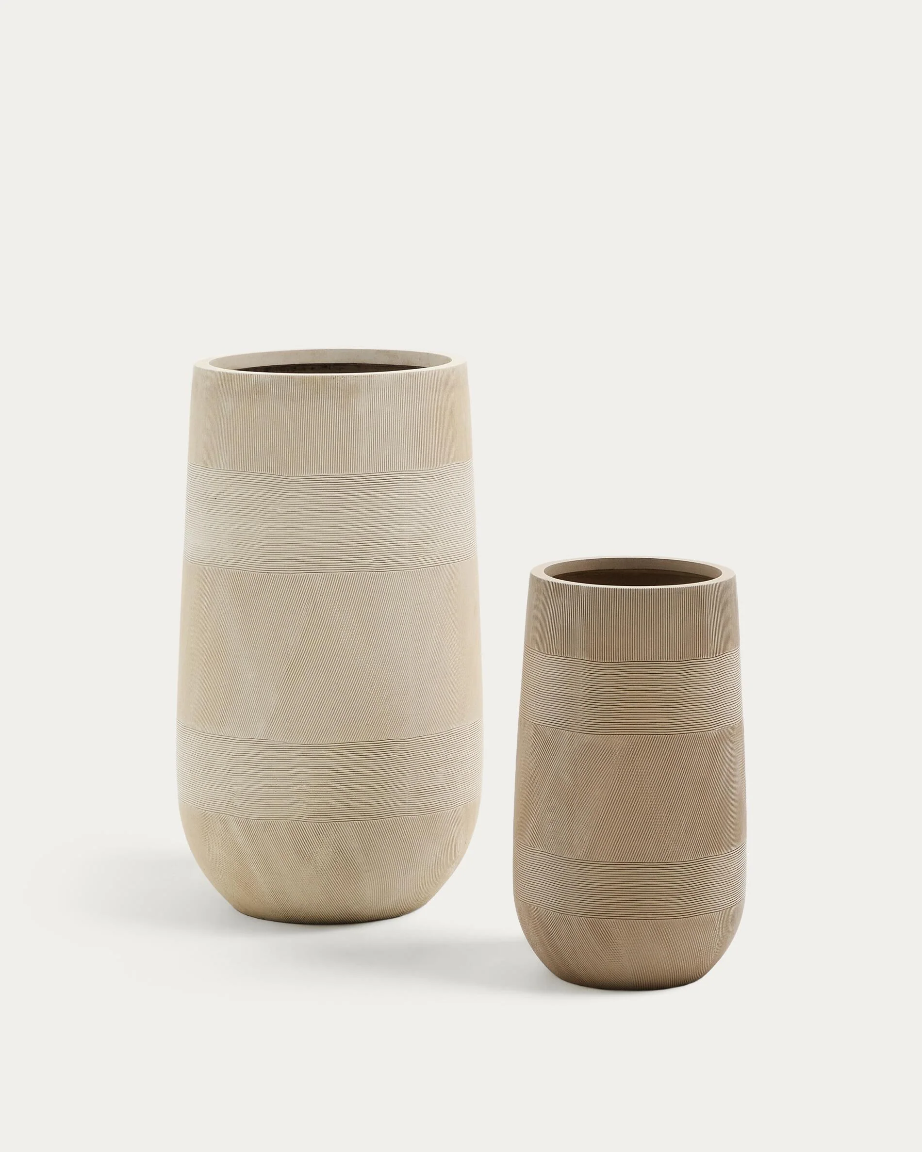 Tival beige cement-effect planter Ø 45 cm / Ø 32 cm