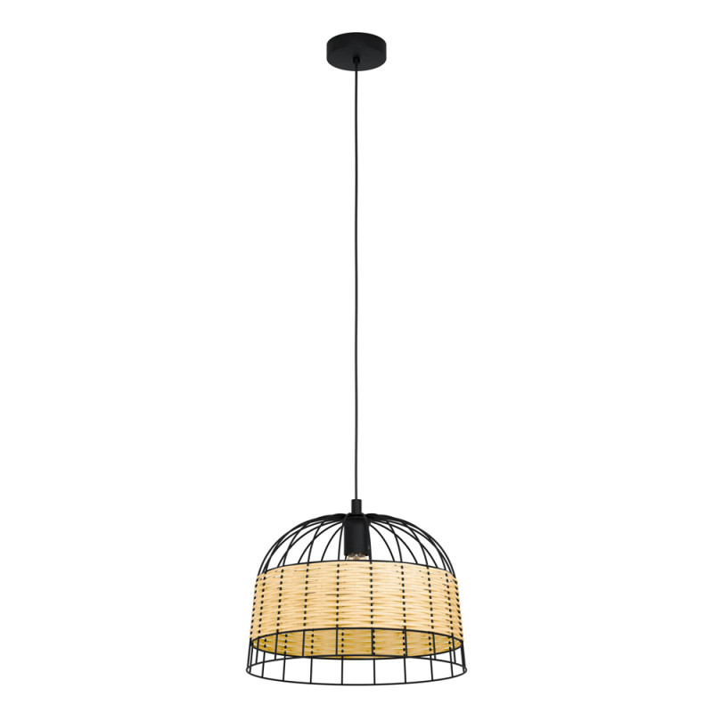 Suspension Anwick noire et nature Ø 37 cm E27 40 W EGLO