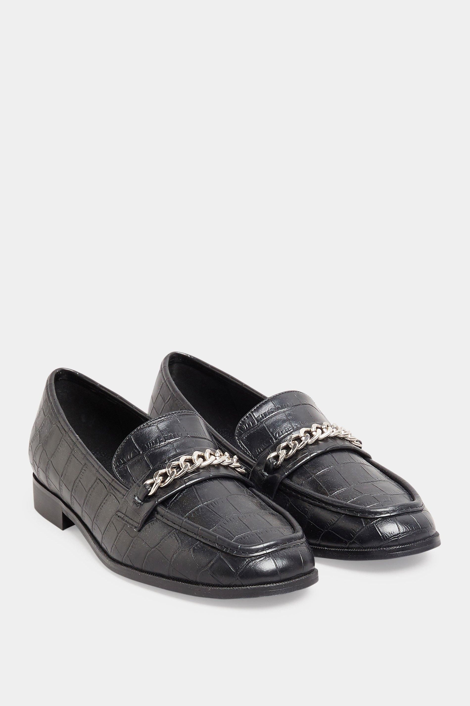 Long Tall Sally Croc Chain Detail Loafers