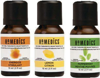 HoMedics Uplift & Energize, Lemon & Peppermint Essential Oils Aromatherapy Kit, 15-ml, 3-pk