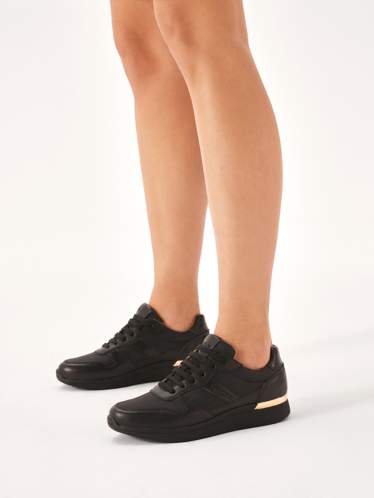 Black leather sneakers