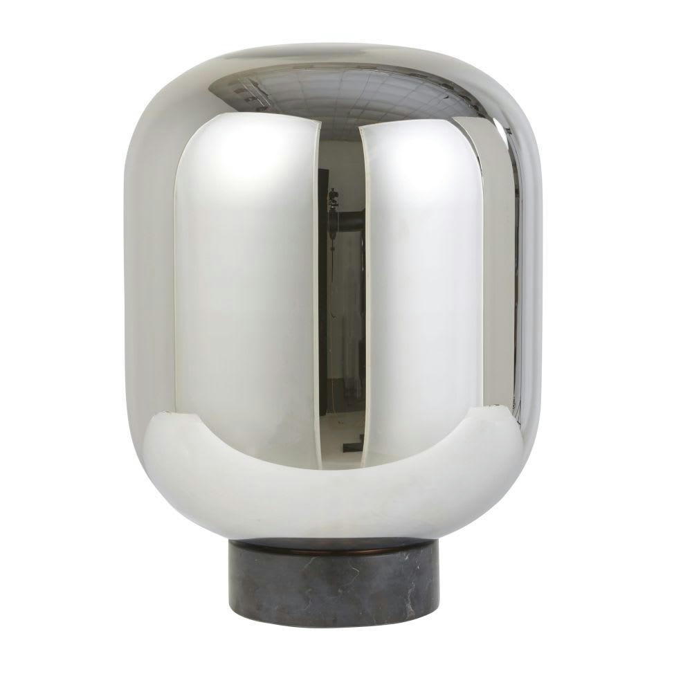 JANIS - Lampe globe en verre chromé et marbre noir